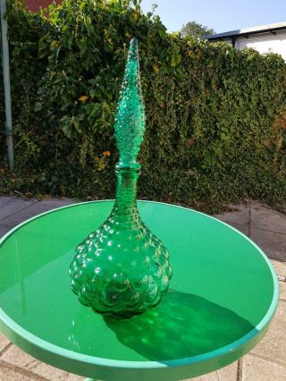 Vintage 1960s Italian Green Genie Bottle Empoli Mid Century - Con.