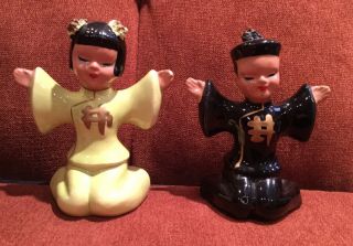 Vintage Asian Man And Woman Figurines Made In Japan
