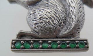 Vintage Sterling Silver 925 Squirrel Brooch/Pin Emeralds & Ruby (TT36 2