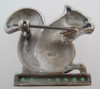 Vintage Sterling Silver 925 Squirrel Brooch/Pin Emeralds & Ruby (TT36 4