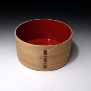 Kn17: Vintage Japanese High - Class Tea Ceremony Wooden Kensui Bowl,  Mage - Wappa