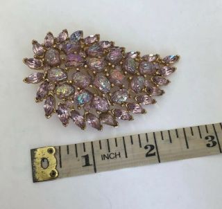 Vintage Jewellery Stunning Pink Opalite Marquise Crystal Leaf Brooch Pin 5