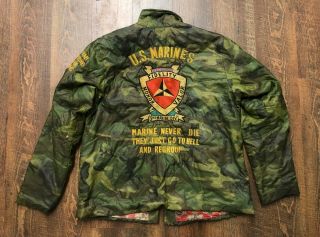 Vintage Camo Jacket Vietnam 3rd Marine Division Patch Men 