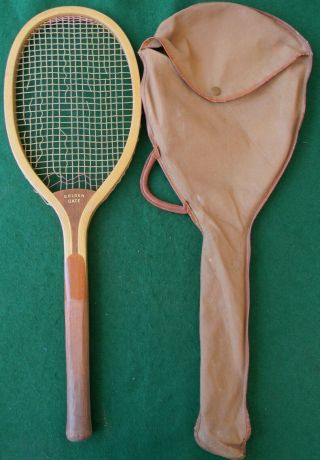 1905 Vintage Wright & Ditson Golden Gate Wood Tennis Racket & Case