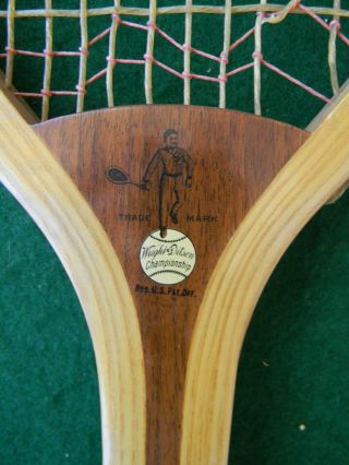1905 Vintage Wright & Ditson Golden Gate Wood Tennis Racket & Case 6