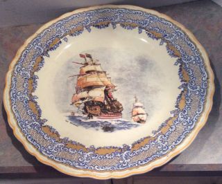 Ridgways Tall Sailing Ship Vintage Platter / Chop Plate