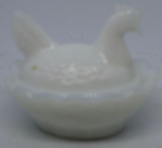 Antique Miniature Rare Glass Hen On Nest For Dollhouse