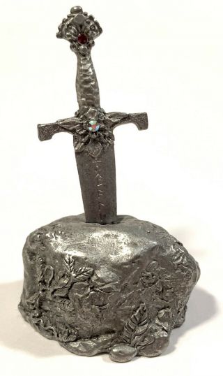 Vtg Gallo Pewter Figurine Fantasy Sword In The Stone King Arthur Excalibur 1990
