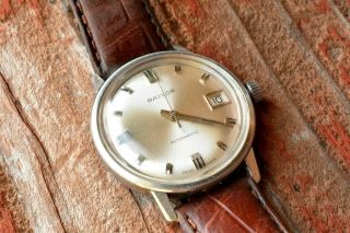 Vintage 1970s Mens Baylor Swiss Automatic Wind Watch Stainless Steel