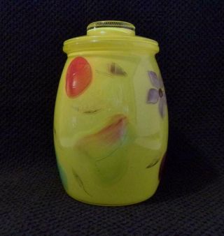Vintage Bartlett Collins Yellow Hand Painted Small Cracker/biscuit Jar W/lid