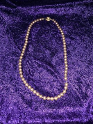 Vintage Hand Knotted Pearl Necklace Gold Clasp Missing 1 Pearl,  Needs Restrung