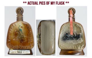 Vtg Jim Beam Bourbon Decanter Bottle 1968 Wyoming 100 Years Of Progress
