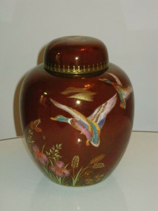 Stunning Vintage Carlton Ware Rouge Royale Flying Ducks Ginger Jar