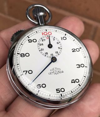 A GENTS VERY GOOD QUALITY VINTAGE MILITARY LEMANIA POCKET STOP WATCH,  C1970s. 7
