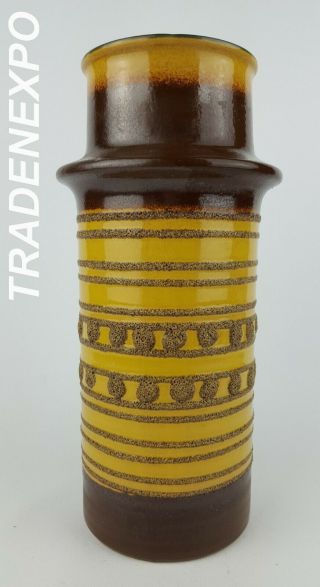 Vintage 1960s - 70s Veb Strehla Keramik Vase East German Pottery Gdr Fat Lava Era