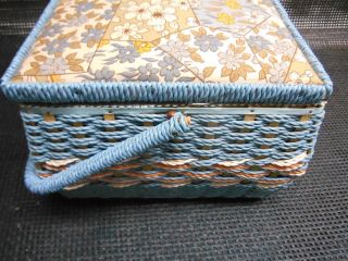 Old Vtg SINGER SEWING MACHINE Sewing Knitting Notions BASKET Made Japan Storage 4