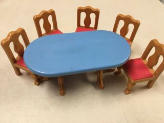 Little Tikes Vintage Grand Mansion Dollhouse Dining Room Table W 5 Chairs