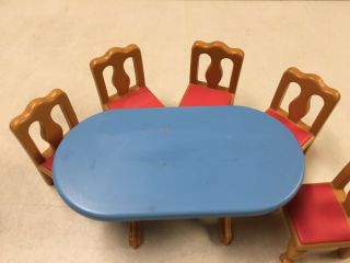 LITTLE TIKES VINTAGE GRAND MANSION DOLLHOUSE DINING ROOM TABLE W 5 CHAIRS 3