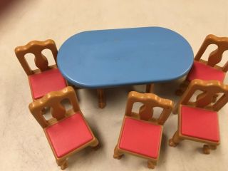 LITTLE TIKES VINTAGE GRAND MANSION DOLLHOUSE DINING ROOM TABLE W 5 CHAIRS 5