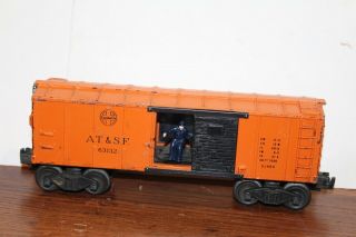 Vintage O Gauge Lionel Trains 63132 A.  T.  & S.  F.  Mail Freight Box Car W/mailman