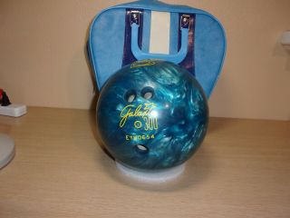Vintage Brunswick Bowling Ball Galixy 300 12lb With Bag Blue Swirl