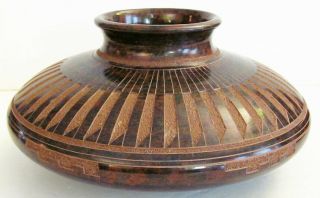 Vtg Francisco Calero Art Vase Nicaragua Pottery Pot Signed Handmade 9 1/2 " Diam.