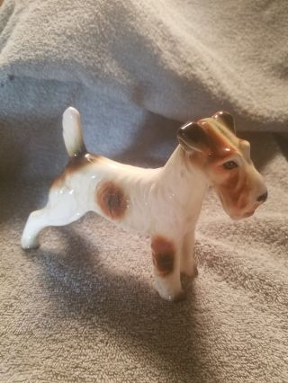 Vintage Fox Terrier Wire Porcelain Ceramic Dog Figure