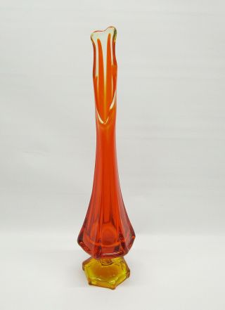 Vintage Viking Glass Amberina Orange Red Vase