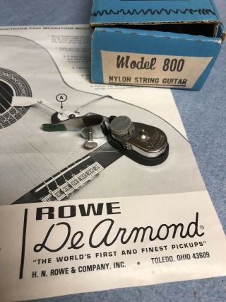 Vintage Rowe - Dearmond Nylon String Guitar Pickup - Model 800 With Instructions