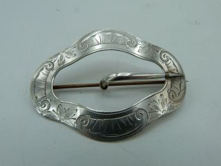 Vintage Sterling Silver Buckle - Shaped Brooch Pin - 15.  36 Grams