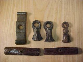 Vintage Selection Of Old Rustic Wood & Iron Bow Tie Cabinet Turn Latches
