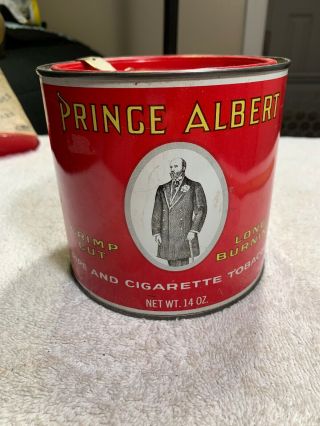 Vintage Prince Albert Crimp Cut Pipe & Cigarette Tobacco 14 Oz.  Tin Can 3a