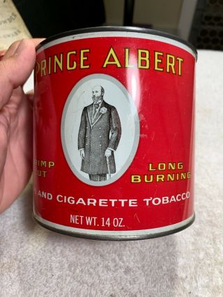 Vintage Prince Albert Crimp Cut Pipe & Cigarette Tobacco 14 OZ.  Tin Can 3A 3