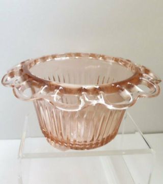 Vintage Old Colony Pink Anchor Hocking Open Lace Edge Flower Bowl