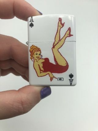 Ace Of Spades Pinup Girl Cigarette Lighter Playing Card Collectible Vintage Antq