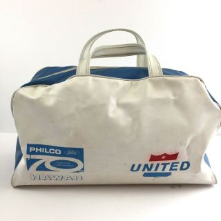 Vintage 1950s 1960s United Airlines Hawaii Vinyl Carry On Bag White