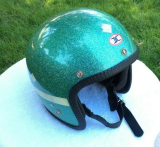 Vintage Blue/green Metal Flake Helmet Japan Large