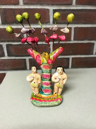 Vintage Mexican Pottery Arts And Crafts Folk Art Tree Of Life Adam And Eve Snake