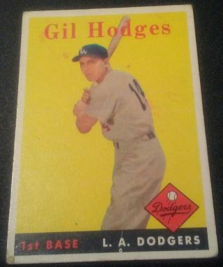 Vintage 1958 Topps Gil Hodges L.  A.  Dodgers 162