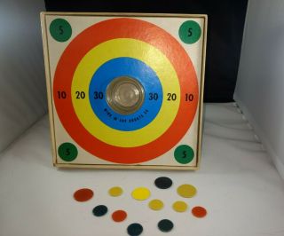 Vintage Bullseye Tiddly Winks,  Classic Board Game.  Hit The Target All.
