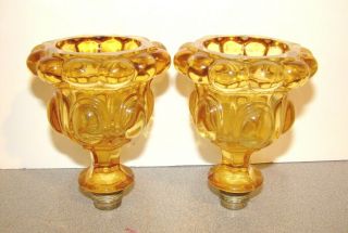 Vintage Baccarat Medallion Amber Candelabra Candle Cups