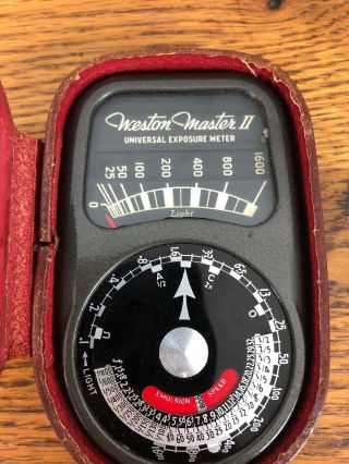 Vintage Weston Master II 2 Universal Exposure Light Meter 735 w/ Leather Case 2