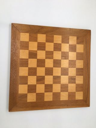Vintage Wood Heavy Chess Checker Board Handmade 17.  5x17.  5 Red Oak Mahogony