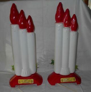 Vintage Empire Three Candle Blow Mold With Light Red Base 3