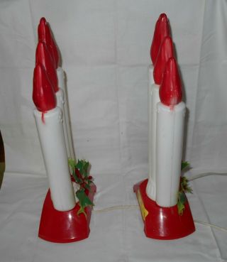 Vintage Empire Three Candle Blow Mold With Light Red Base 5