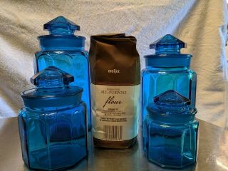 Vintage L.  E.  Smith Cobalt Blue 4 piece Canister set - Kitchen canisters 2