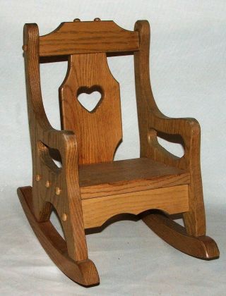 Vintage Collectible Handmade Doll/bear Oak Rocking Chair