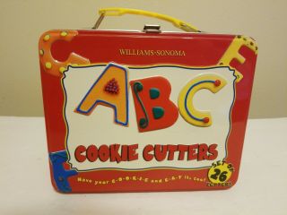 Vintage Cookie Cutter Set Tin Alphabet Abc M Fun Lunchbox Williams Sonoma Letter