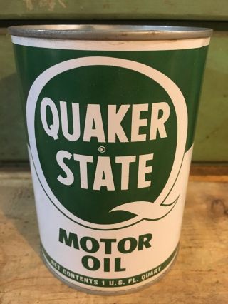 Vintage Quaker State Motor Oil Can Quart Tin Advertising Sign Service Station