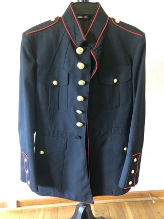 Usmc Us Marine Corps Dress Blues Jacket Coat Size: 38r Vintage